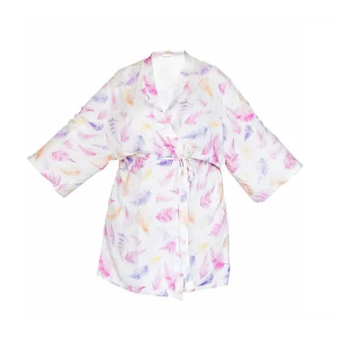 Szlafrok kimono bambusowe - Paprocie róż / Lullalove
