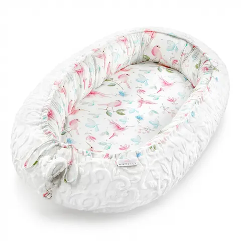 Kokon bambusowy LUXE rajskie ptaszki - white / Maylily