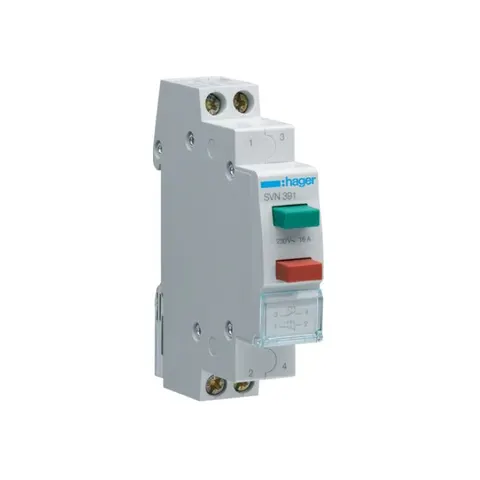 Przycisk sterowniczy 2x 1NO+NC zielony i czerwony Ith=16A 230VACl; SVN391, HAGER