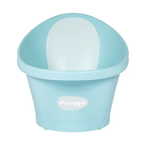 Wanienka z odpływem i piankowym oparciem - aqua / Shnuggle Baby