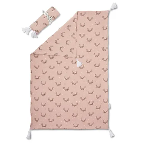 Kocyk otulacz muślinowy - Rainbow Powder Pink / Cosy Cott
