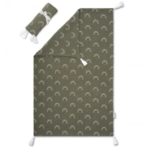 Kocyk otulacz muślinowy - Rainbow Khaki / Cosy Cott