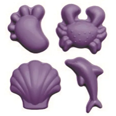 Silikonowe foremki do piasku 4 szt. Scrunch - Purpurowy
