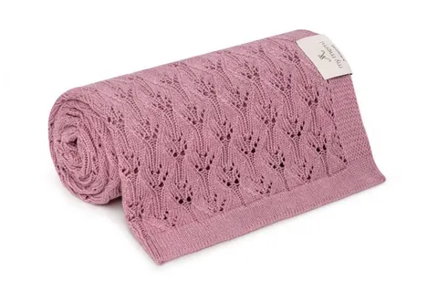 Ażurowy kocyk bambusowy 80x100 vintage pink / My Memi