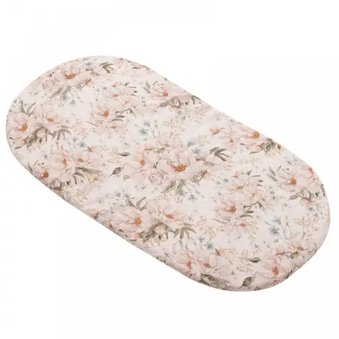 Prześcieradło bambusowe do gondoli, kosza mojżesza, kołyski Peonie Cream / Samiboo