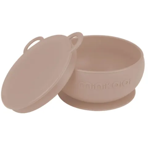 Miseczka silikonowa z pokrywką bubble beige / MINIKOIOI