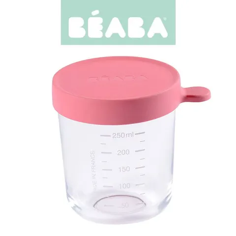 Pojemnik słoiczek szklany z hermetycznym zamknięciem 250 ml dark pink / Beaba