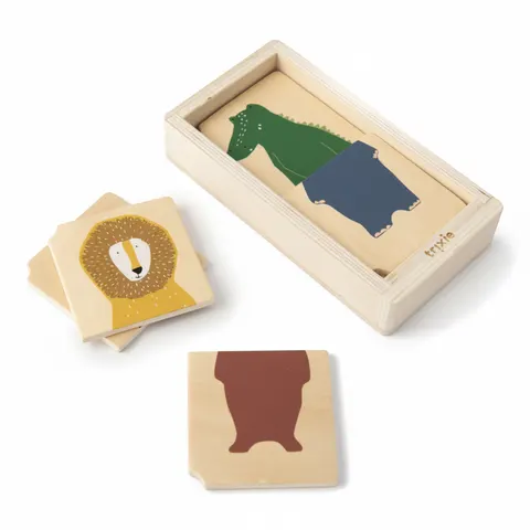 Zwierzęta drewniane puzzle w pudełku