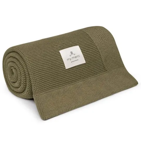 Bambusowy kocyk khaki 80x100 - classic / My Memi