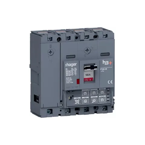 MCCB Wyłącznik mocy h3+ P160 4P 100A 50kA LSI; HMS101JC; HAGER