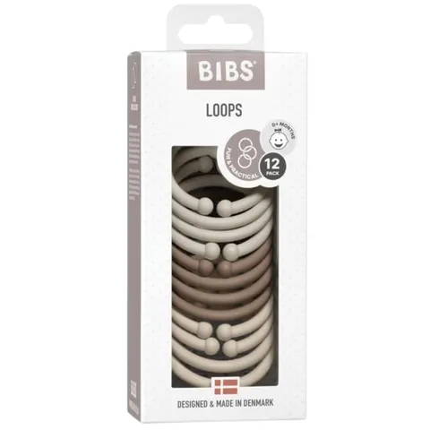BIBS LOOPS - 12-pack SAND & DARK OAK & VANILLA