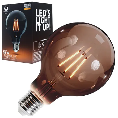 Żarówka LED Filament E27 G95 4W 230V 2000K 400lm COG dymiona; T-90704, Forever Light, PLASTROL