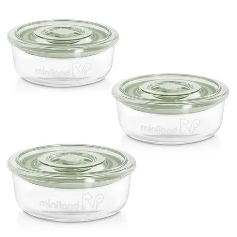 Pojemniki szklane okrągłe ECO-friendly 3x300ml - Wiewiórka / Miniland