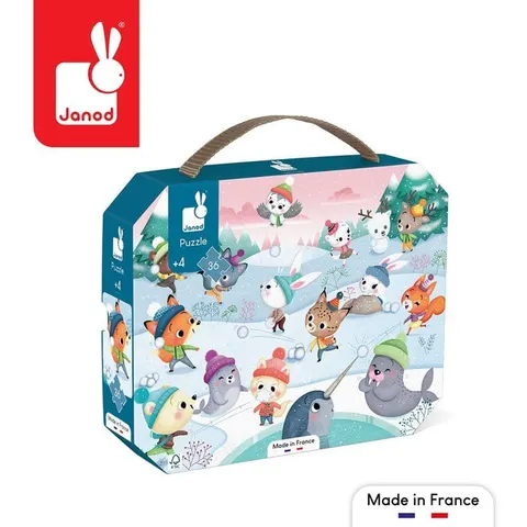 Puzzle w walizce Zabawa na śniegu 36 elementów 4+ / Janod J02647