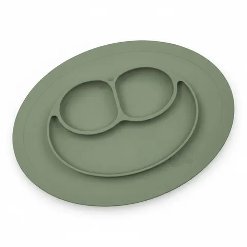 Silikonowy talerzyk z podkładką mały 2w1 Mini Mat oliwkowy / EZPZ