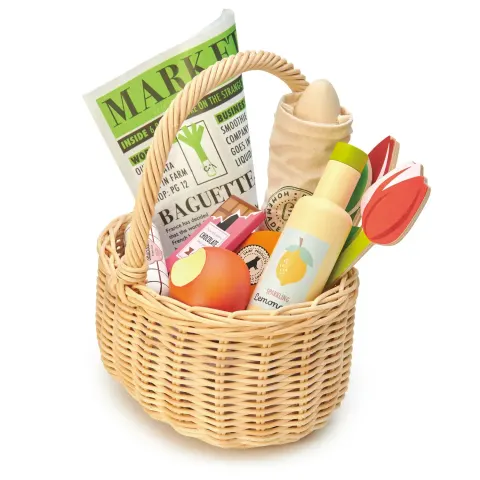 Wiklinowy koszyk z zestawem piknikowym, Tender Leaf Toys