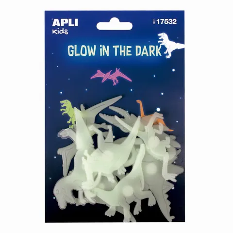 Fluorescencyjne naklejki - Dinozaury 9 sztuk / Apli Kids
