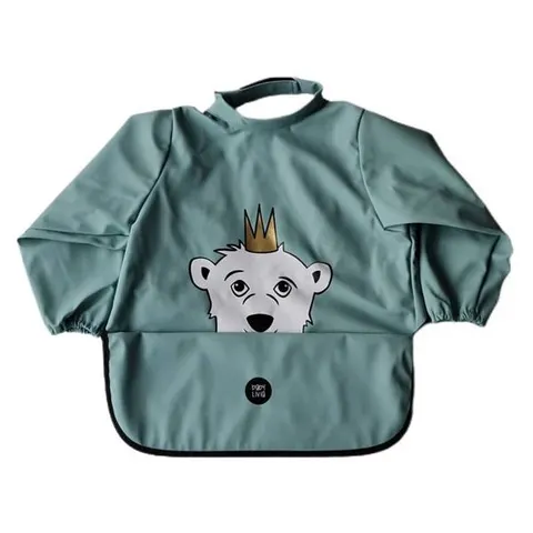 Śliniak z rękawkami Miś - mint / Baby Livia
