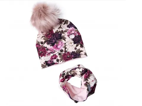 Zimowy komplet ocieplany ROYAL RUBY z pomponem 6-12 msc./ UL&KA
