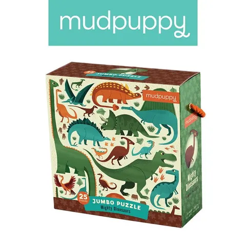 Puzzle podłogowe Jumbo Potężne dinozaury 25 elementów 2+ / Mudpuppy