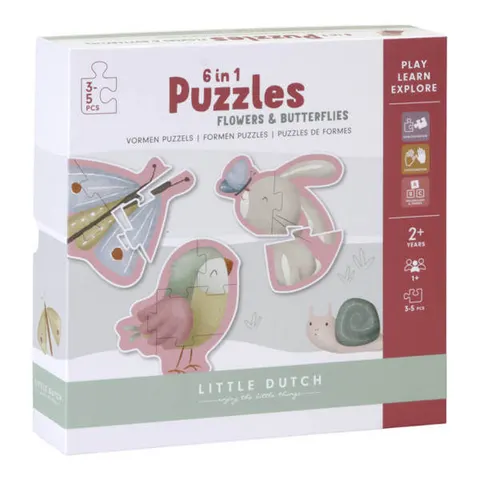 Puzzle 6 elementów Flowers & Butterflies / Little Dutch