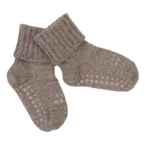 Wełniane antypoślizgowe skarpetki do nauki chodzenia ALPACA Walnut / GoBabyGo