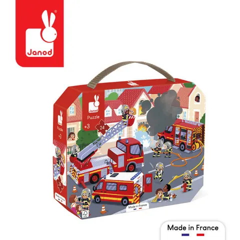 Puzzle w walizce Strażacy 24 elementy 3+ / Janod Puzzle w walizce Strażacy