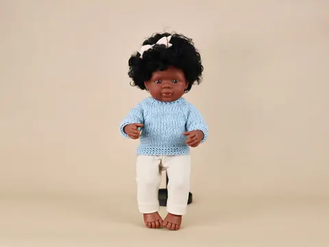 Zestaw dla lalki Miniland: Legginsy + Błękitny sweterek rozmiar 38