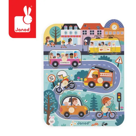 Puzzle drewniane W mieście / Janod J07106