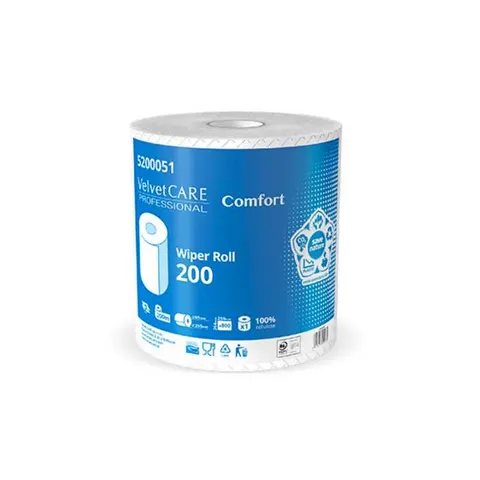 VELVET CARE PROFESSIONAL Czyściwo przemysłowe BIAŁE 2-warstwowe COMFORT 800 listków 200 m, 3 szt