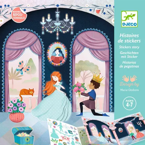 Djeco - Zestaw artystyczny z naklejkami KSIĘŻNICZKI
