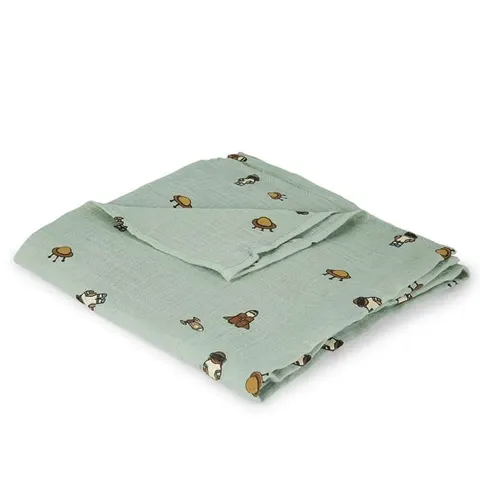 Otulacz z organicznego muślinu Space Light Green 120 x 120 cm /Nuuroo