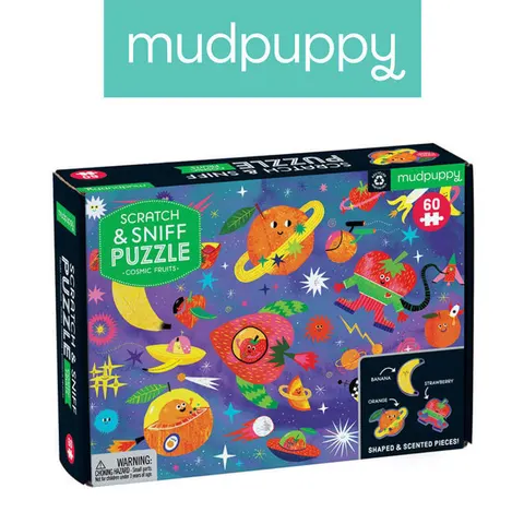 Puzzle sensoryczne z elementami zapachowymi - Kosmiczne owoce 60 elementów 4+ /Mudpuppy