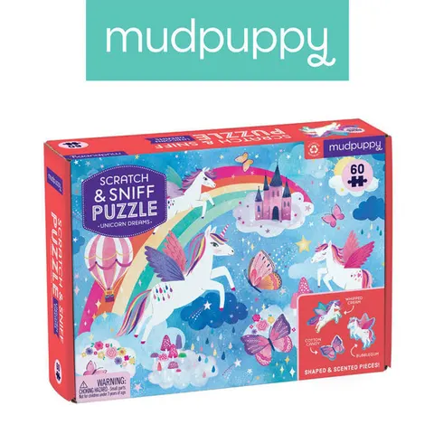 Puzzle sensoryczne z elementami zapachowymi, Sen jednorożca 60 elementów 4+/Mudpuppy