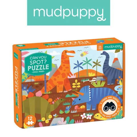 Puzzle obserwacyjne Park dinozaurów 12 elementów 2+ / Mudpuppy