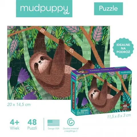 Puzzle Mini Leniwiec Trójpalczasty 48 Elementów 4+ / Mudpuppy