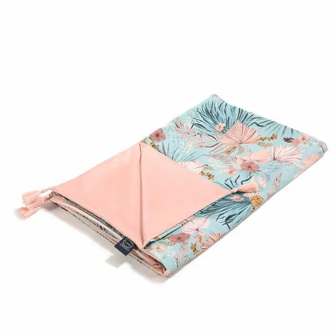 Kocyk light średniaka - BOHO PALMS, POWDER PINK / La Millou