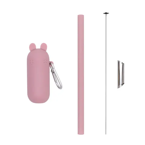 Silikonowa słomka w etui - Dusty Rose / We Might Be Tiny