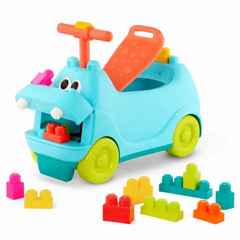 Locbloc Hippo Ride-On with Blocks – JEŹDZIK-HIPCIO z klockami / B.Toys