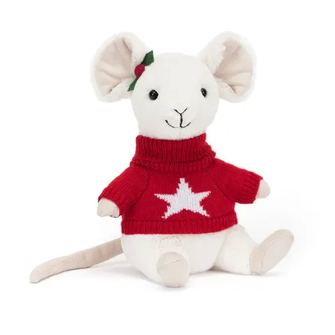 Myszka Merry w świątecznym sweterku 18 cm / Jellycat MER3J