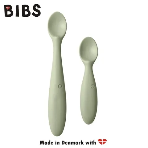 SPOON SET SAGE - 2 łyżeczki silikonowe / BIBS