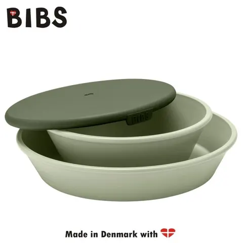 DINNER PLATE SET SAGE - talerzyk z miseczką z pokrywką / BIBS