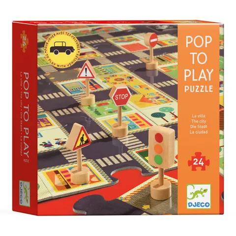 Puzzle ulice w mieście ze znakami drogowymi / Djeco DJ07161