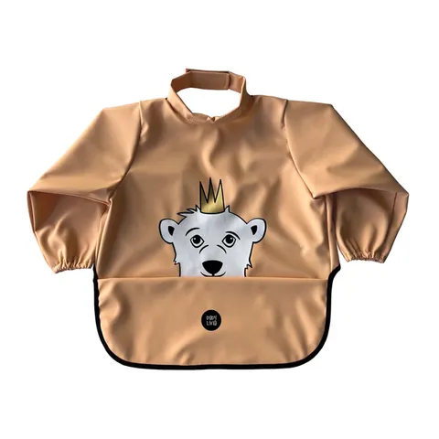 Śliniak z rękawkami Miś - peach / Baby Livia