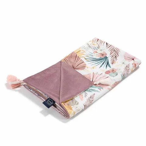 Kocyk light przedszkolaka – BOHO PALMS LIGHT, FRENCH LAVENDER / La Millou
