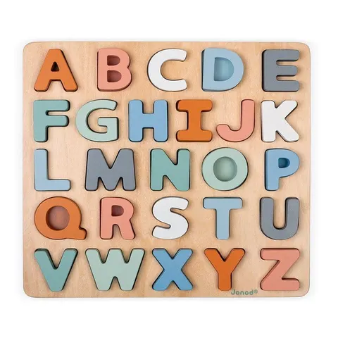 Janod puzzle drewniane układanka edukacyjna Alfabet 3D