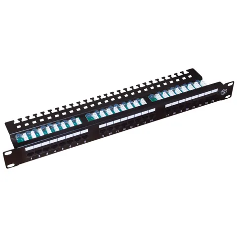 Patch panel UTP 24 porty LSA kat.5e z półką 1U/19"