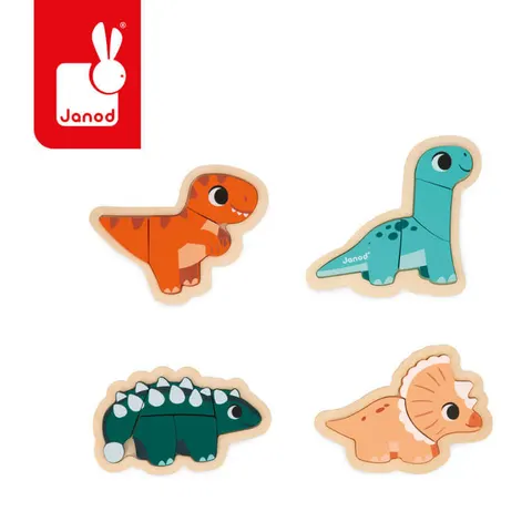Puzzle progresywne drewniane Dinozaury 4 układanki – 2, 3, 4 i 5 elementów / Janod J05824
