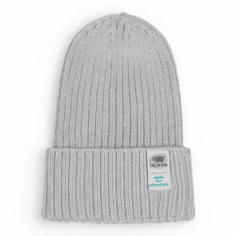 Czapka Beanie 0-24 miesiące LIGHT GREY / Pink no more