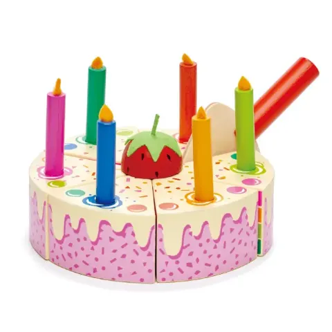 Tęczowy, drewniany tort urodzinowy/ Tender Leaf Toys